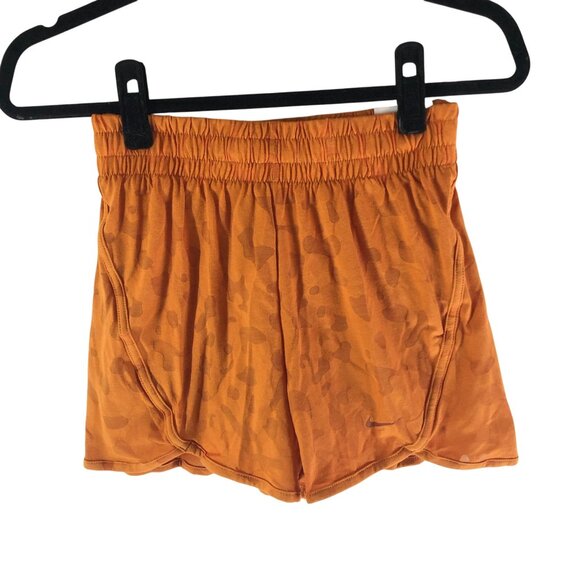 Nike Dri-FIT Breezy Big Kids Girls High-Waisted Training Shorts Orange Burnout M - Picture 1 of 4